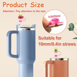 60Pcs Random Different Straw Cover Toppers, 10mm Dust-Proof Reusable Straw Tips Lids, Cute Dringking Straw Cover Caps, Bulk Straw Protector for Party