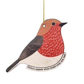 1 x Wooden Robin Ornament, Robin Christmas Decoration, Robin Memory Decoration, Christmas Decoration, Sentiment Robin, Robins Appear When Loved Ones Are Near, Robin Christmas Decoration