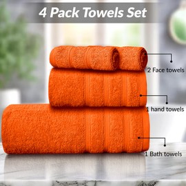 Casabella Luxury 100% Egyptian Cotton Towel Bale - 8 Pieces - 550 Gsm Xlarge Sizes_Orange_4 Pieces Set