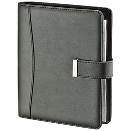 BSB Manager 02-0504 Diary Organiser Weekly Planner Appointment Calendar - 2022 - Approx. A5-1 Week = 2 Pages - Soft Film, Classic, Black - Ring Binder with 6-Hole Punch, Refillable - Model Manager