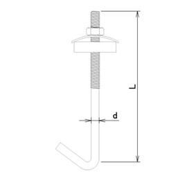 DAIDOHANT 10176048 Slate Hook [For C-Type Steel] (Iron/Chromate) (Nominal Diameter d) 0.2 x L 4.9 inches (125 mm) (10 Pieces)