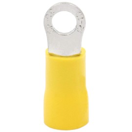 Heschen Ring Terminal Crimp Connectors Vinyl Insulated Wire Electrical Connector RV5.5-4S Stud Size #8 for 4-6mm² (12-10 AWG) Yellow 100Pack