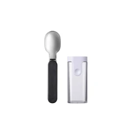 Mepal - Ellipse folding spoon - Reusable spoon to take with you - Folding spoon for yoghurt cups - Travel cutlery - Includes storage case - Stainless steel - Nordic black