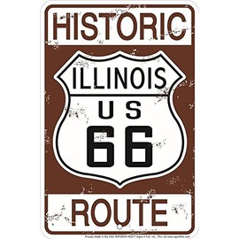 Signs 4 Fun Decorative Parking Sign | 66 Historic Illinois | 8” x 12” | Embossed Aluminum Sign | Made in the USA | SPSR6HI