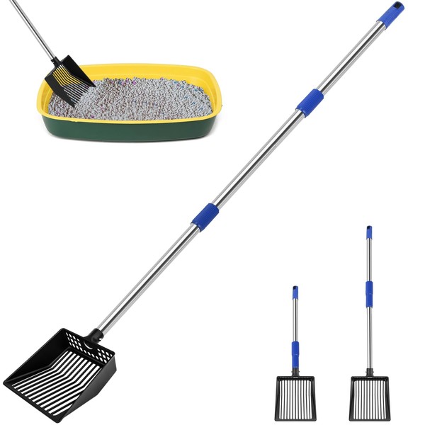 JAMIEWIN Extendable Cat Litter Scoop, Long Handle Litter Sifting Shovel,