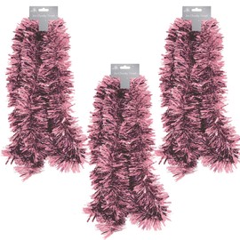 Christmas 6 Metre Pink Tinsel Room Tree Decoration - 3 x 2m lengths