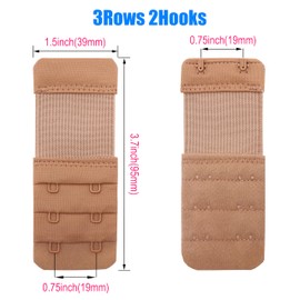 LeonHien Women's Bra Extenders 2 Hook / 3 Hook / 4 Hook, Stretchy Soft and Comfortable Bra Strap Extension (Stretchy Bra Extenders 2 Hook Black/Skin Color)