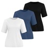 Huukeay 3 Pack Women's Half Sleeve T-Shirts, Crew Neck Elbow