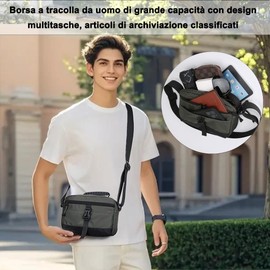 Fuaihui Herren-Umhängetasche mit mehreren Taschen, Umhängetasche Crossbody Messenger Bag für Outdoor Trekking Reisen und Alltag, gräuliches Grün, Medium