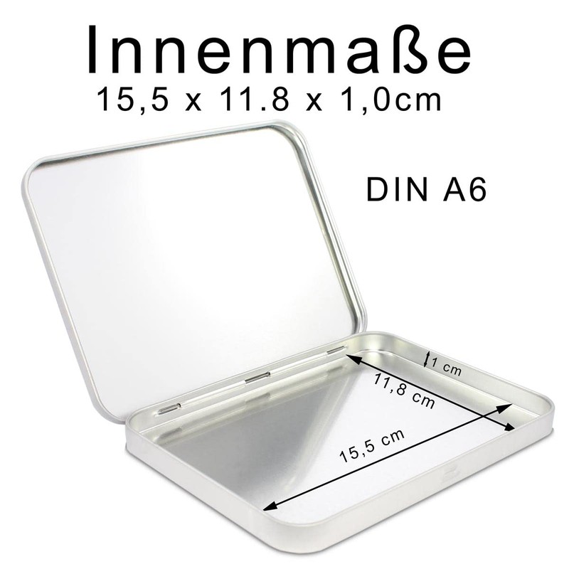TRIOSK Tin Box with Lid, Metal Tin 16.0 x 12.3