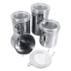 4pc Stainless Steel Canister Set with Clear Acrylic Lids &