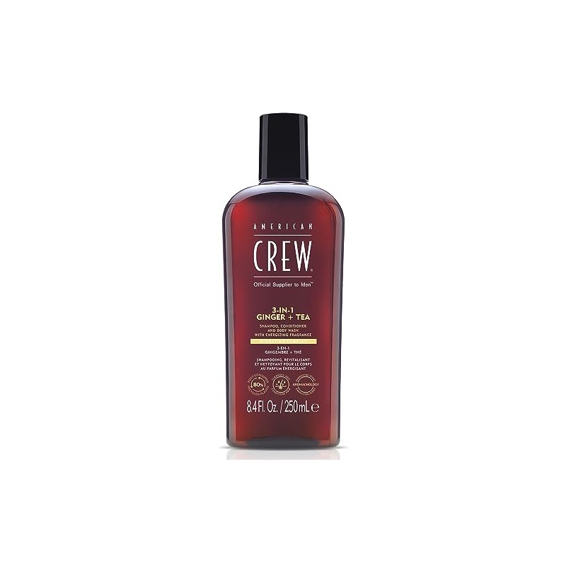 American Crew Champú 3 en 1 de jengibre + té,