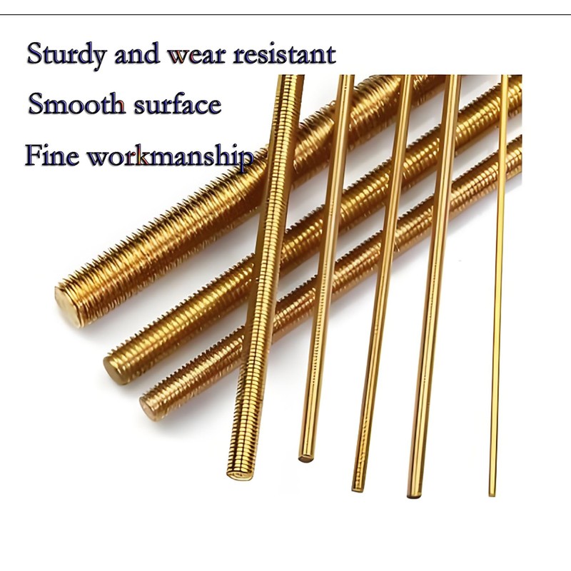 2PCS M6 x 250mm Brass Fully Threaded Rod, Right Hand