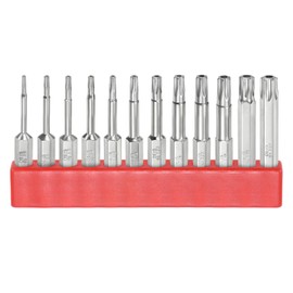 HARFINGTON 12pcs T6-T40 Security Torx Bit 1/4" Hex Shank 2" Long S2 Steel Magnetic Tamper Resistant Star Bits Screwdriver Torx Head with Hole for Driver Drill Bits Remove Fastening Screws