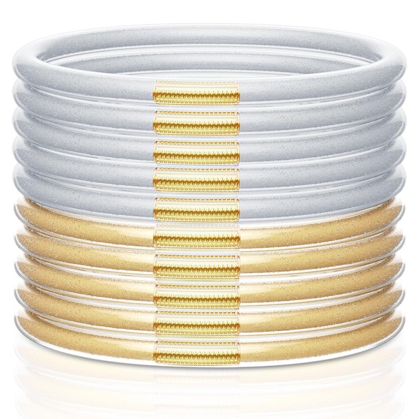 10 Pack Jelly Bracelets Women- Elegant Glitter Jelly Bracelets Soft