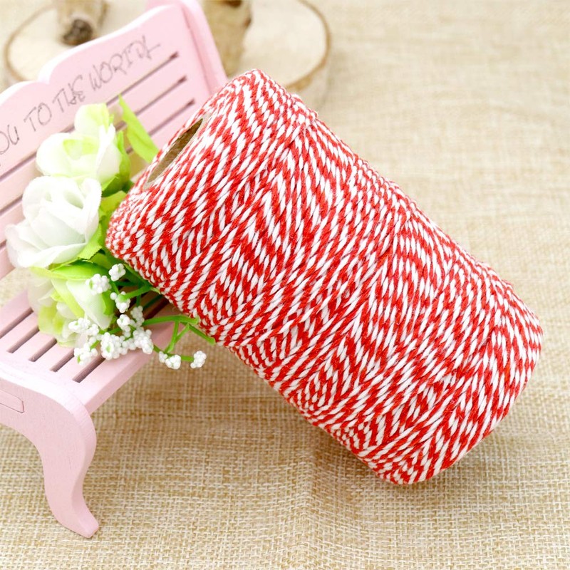 jijAcraft 400M Red and White Cotton String, 2MM Durable Craft