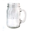 Blessed Typography Etched Glass 16 Ounce Mason Handled Jar Mug