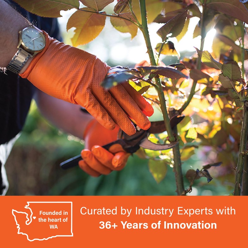 1st Choice 6 mil Orange Gloves, Disposable, Latex Free, Raised