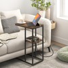Yoobure C Shaped End Table with Charging Station for Living