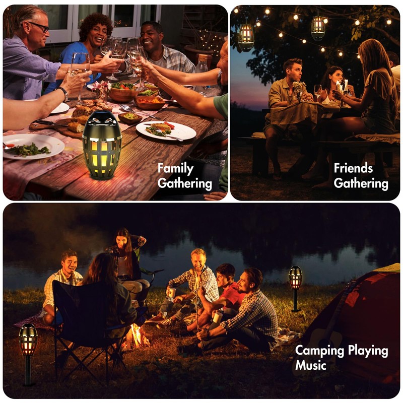 ALLOMN LED Bluetooth Flame Speakers, Outdoor LED Flame Effect Bluetooth
