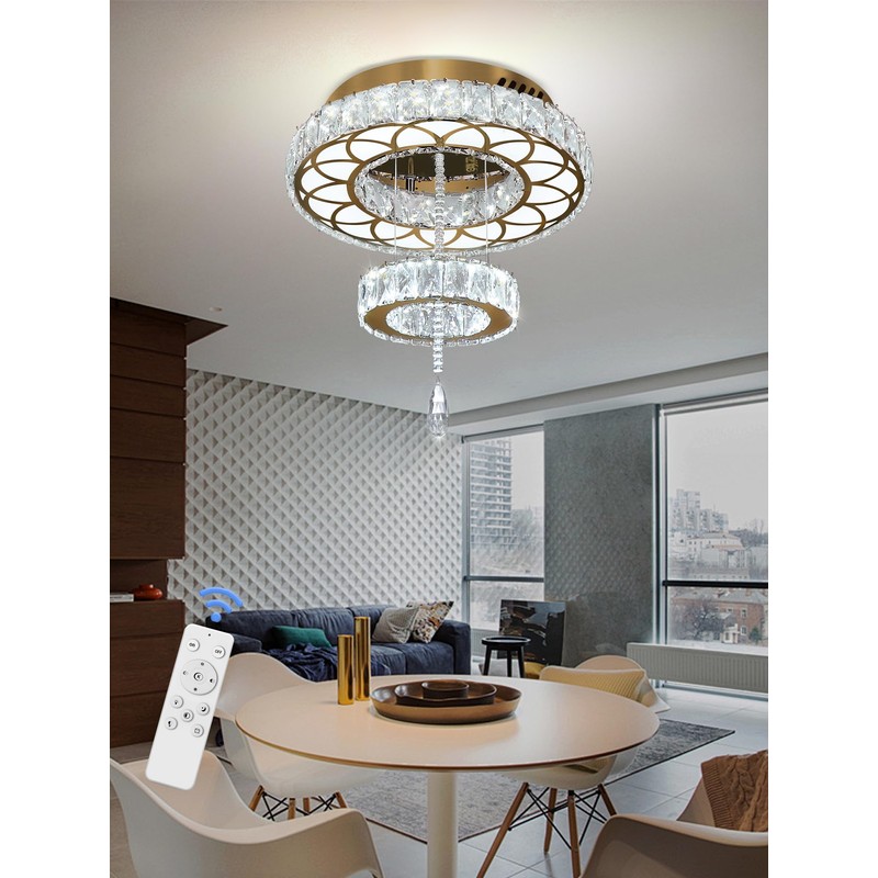 Flashing God Dia 12" Crystal Mini Chandelier Crystal Gold Ceiling