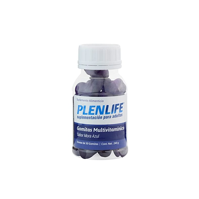 Plenlife Multivitamínico Gomitas Suplemento Azúcar Sabor Mora Azul Frasco 240
