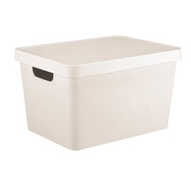 Storage Container With Lid Smart Home Organising Solution 17L Cream Box Basket Tidy