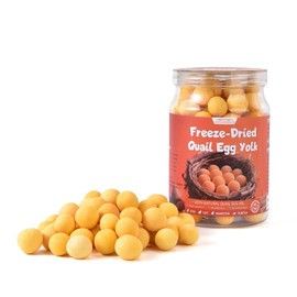 Freeze Dried Quail Egg Yolk Cat and Dog Treats, Single Ingredient Healthy Tasty Snacks for Training, Raw Natural Pet Food Topper, Grain Free, Gluten Free & Rawhide Free, 7.05OZ