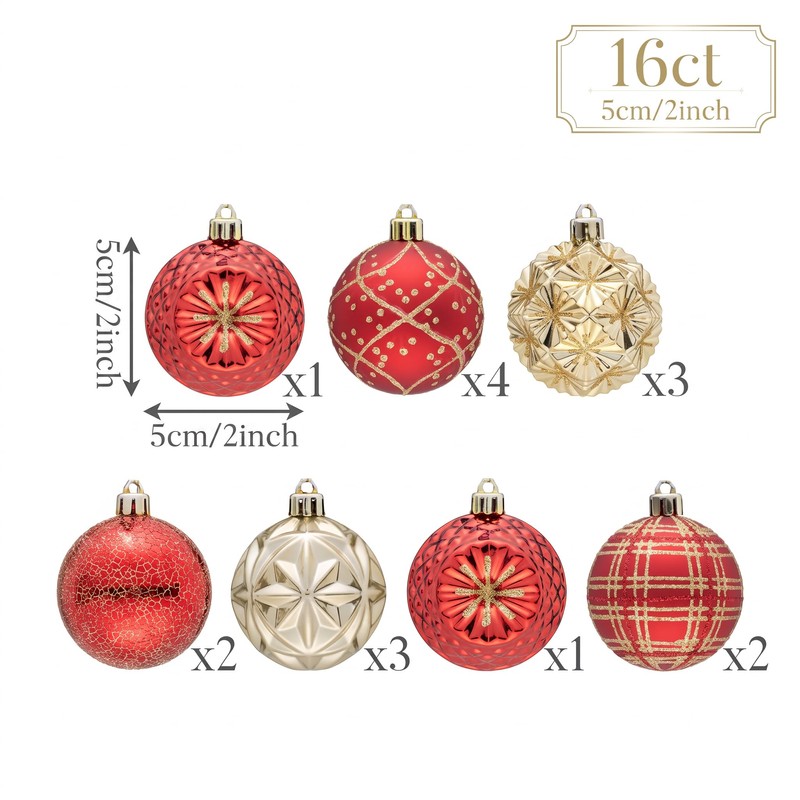 16ct Christmas Tree Decorations Ball Ornaments 2 Inches