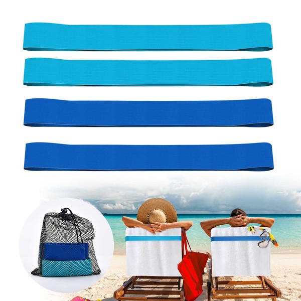 4 Pack Towel Bands for Beach, Pool & Cruise Chairs,