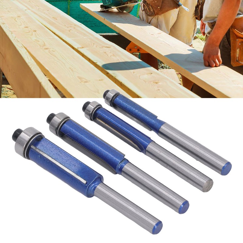 4 Pcs Flush Trim Router Bit 1/4 Shank Tungsten Steel