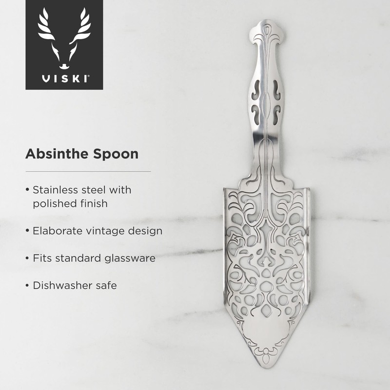 Viski Absinthe Spoon - Vintage Style Absinthe Dripper with Perforations