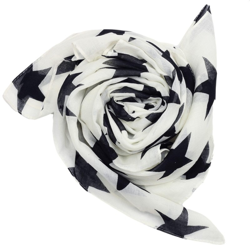 Freak Scene Cotton Scarf - Stars 8 cm white -