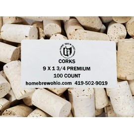 Premium Corks 9" x 1 3/4". Bag of 100