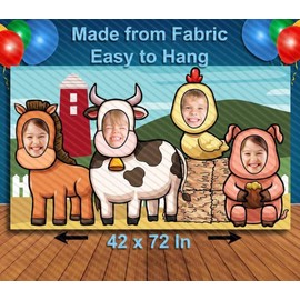 Farm Animals Theme Face Cutout, 42"x72" Photo Stand-in, Hole in Face, Party Selfie Photo Prop, Animal Decoration