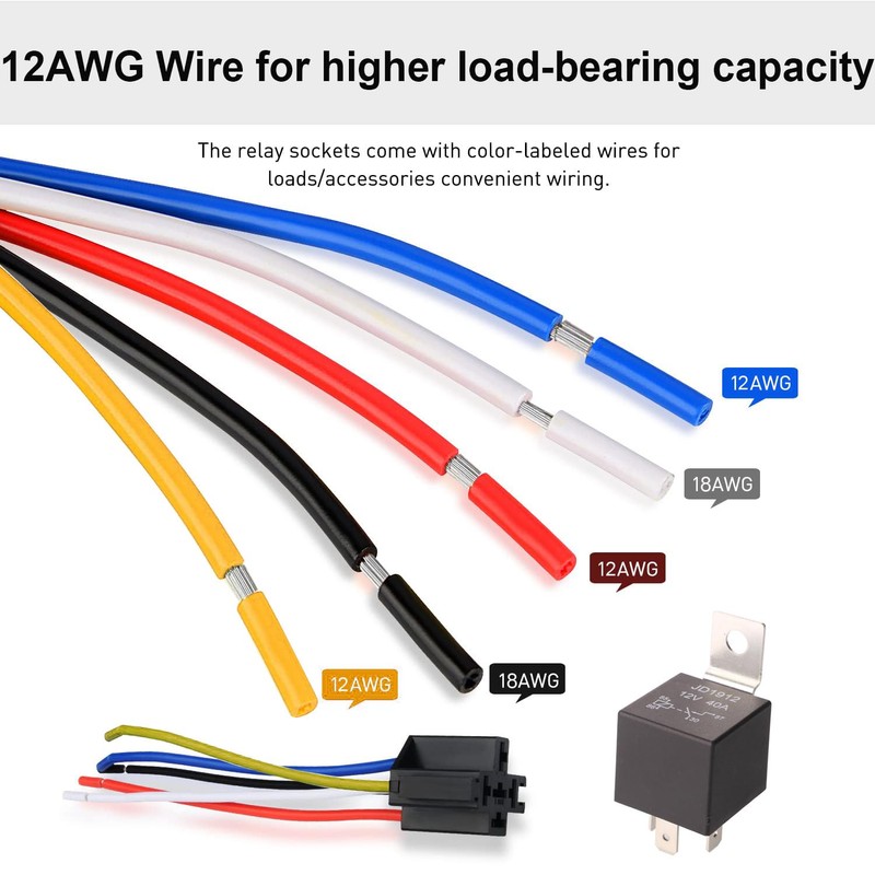 Kiligen Car Motor 12V 40A Heavy Duty Relay 5Pin Fuse