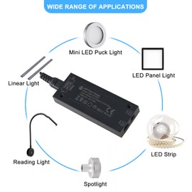 VST 22W LED Power Supply 100V-240V AC to 12V DC Low Voltage LED Transformer with 12V JST Ports, ETL Certified White Dimmable LED Driver
