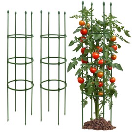 G-LEAF Adjustable Detachable Tomato Cage 3 Pack Tomatoes Plant Support Cages Trellis Garden Sticks/Stakes for Garden, Pot, Climbing Plants, Vegetables, Fruit, Flowers, 55 inch (Garden Ties Include)