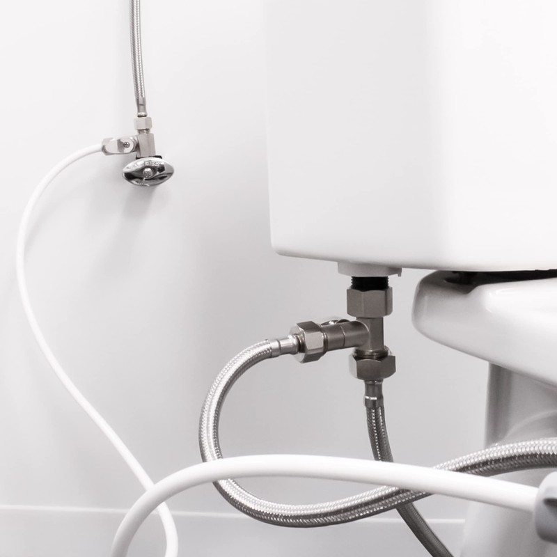 LUXE Bidet Metal T-adapter with Shut-off Valve for Hot Water,