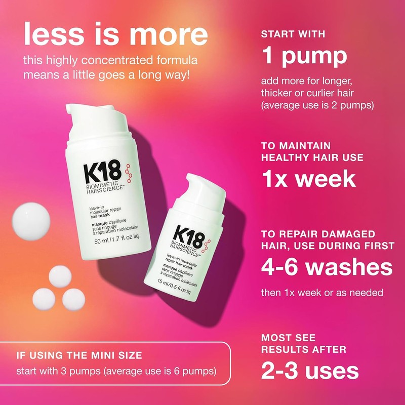 K18 Hair - Mascarilla capilar reparadora molecular Leave-In, máscara unisex,