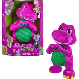 Barney’s World Toddler Toys by Fisher-Price, Barney Tall Plush, 13-inch Figure with Sounds, Soft Texture for Play, Kids Ages 2+ Years
