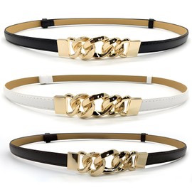 Favson 3PCS Women Skinny Leather Belt, Adjustable Women's Waist Cinch Belt,Vintage Belt Women's Accessories,Slim Thin Waist Belt Suitable for Dress Shirts Jeans Pants, Classic Solid Color