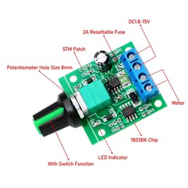 Motor speed controller Speed Regulator Low Voltage DC Motor Speed Controller 1.8V 3V 5V 6V 7.2V 12V 2A 30W DC PWM Adjustable Drive Switch with Speed Controller (Pack of 5)