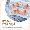 24Pcs Fall Press on Nails Long Almond Orange Fake Nails