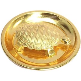Tortoise Kachua with Plate for Good Luck, Golden