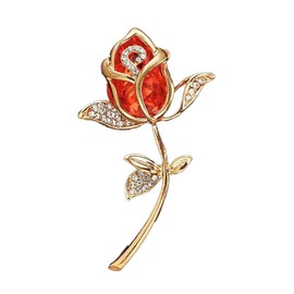 AILUOR Elegant Shining Crystal Rose Flower Brooch Pin, Fancy Beauty Floral Design Brooch Pins for Women Lady Bridal Wedding Corsage Bouquet Jewelry Christmas/Valentine's Gifts (Red)