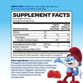 Smurfs Pre and Probiotics for Kids Gummies | Kids Probiotics Gummies for Digestion and Immunity | Made with Real Fruit | Doctor Developed | Non-GMO and No Artificial Flavors or Colors | 40 Gummies