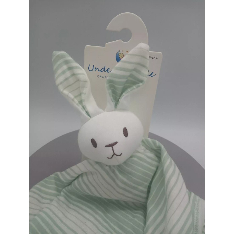 Under the Nile Organic Cotton White/Pale Green Bunny Rabbit Lovey