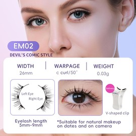 Magnetic Lashes, Magnetic Eyelashes with Applicator, False Eyelashes No Glue Needed Natural Look, Easy to Wear and Remove (Eyelashes-EM02)