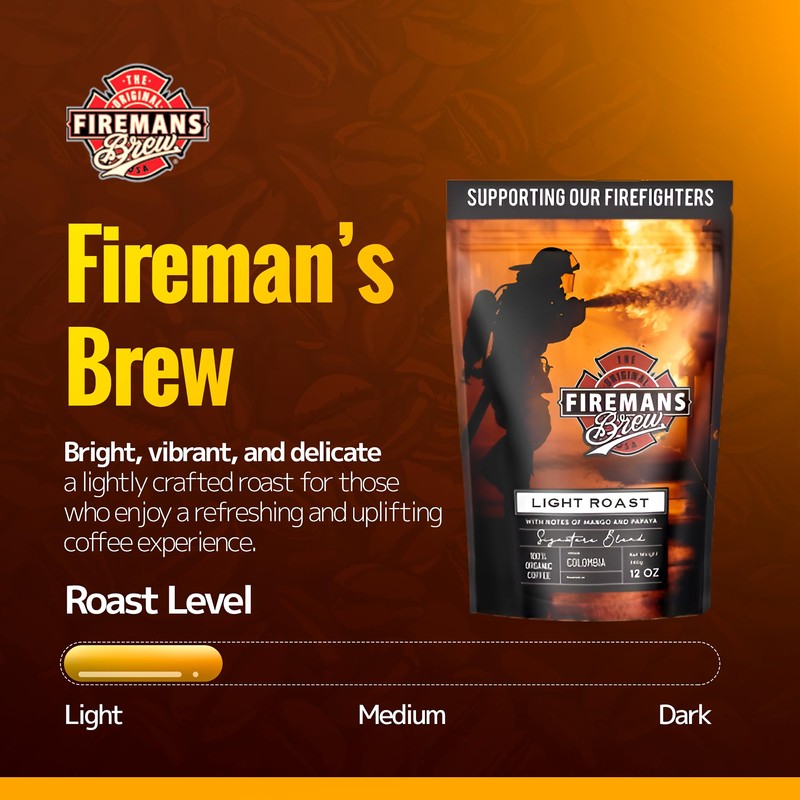 Firemans Brew Light Roast Coffee – Bold & Robust Ground